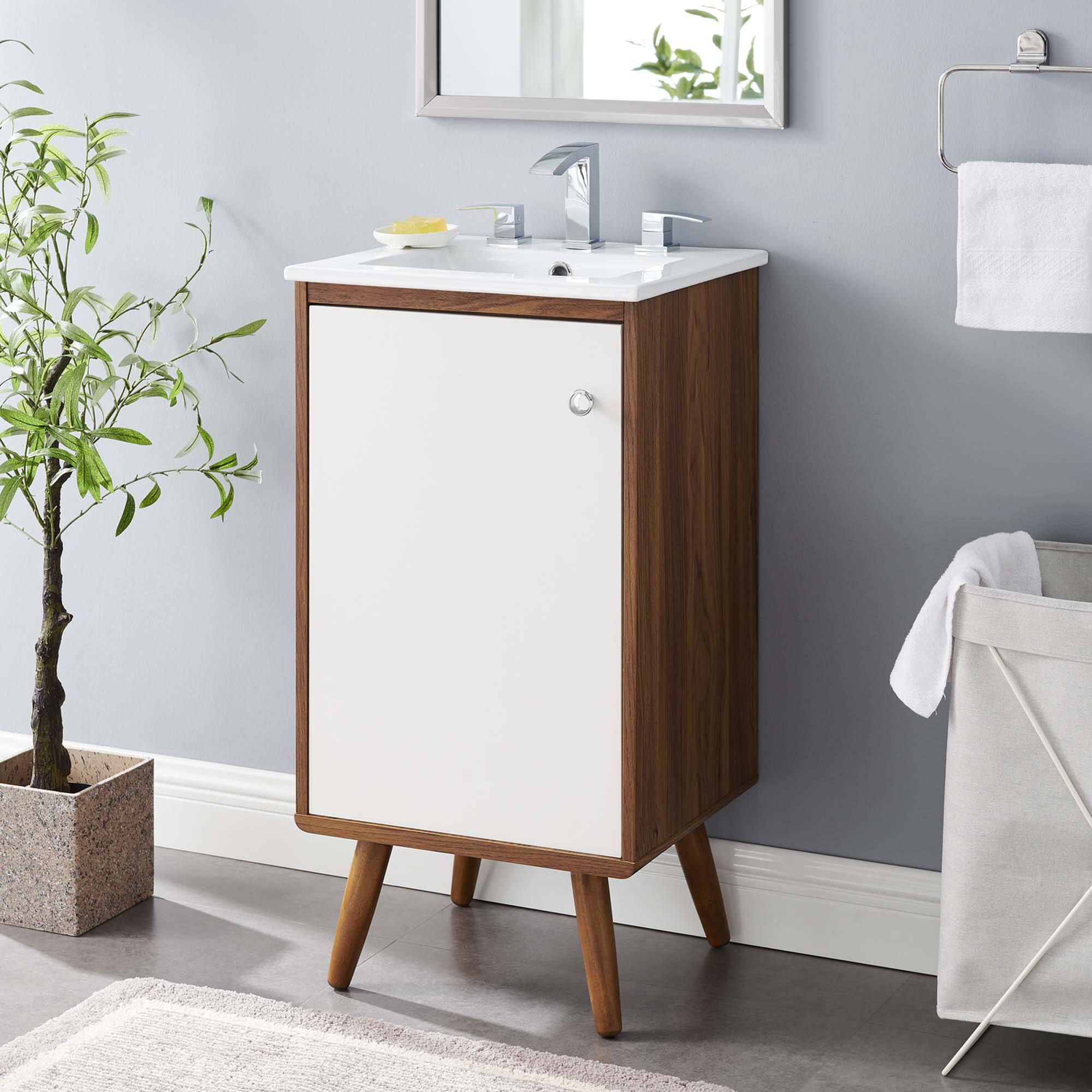 Modway - Transmit Bathroom Vanity Basin Included - Walnut White