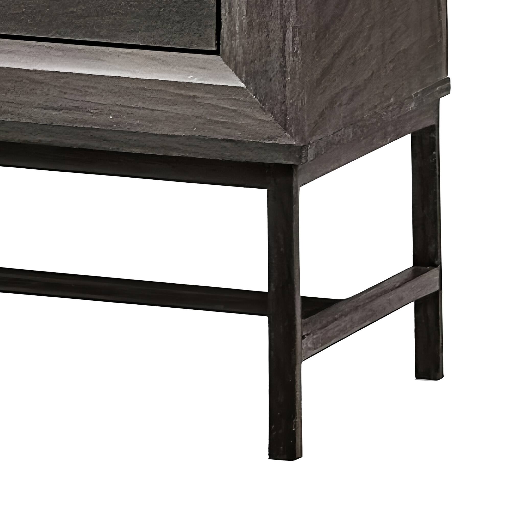 Alt View 2. Vaczon - Modern Metal-Frame Nightstand in Engineered Wood with Sparkling Acrylic Drawer Handles - Gray.
