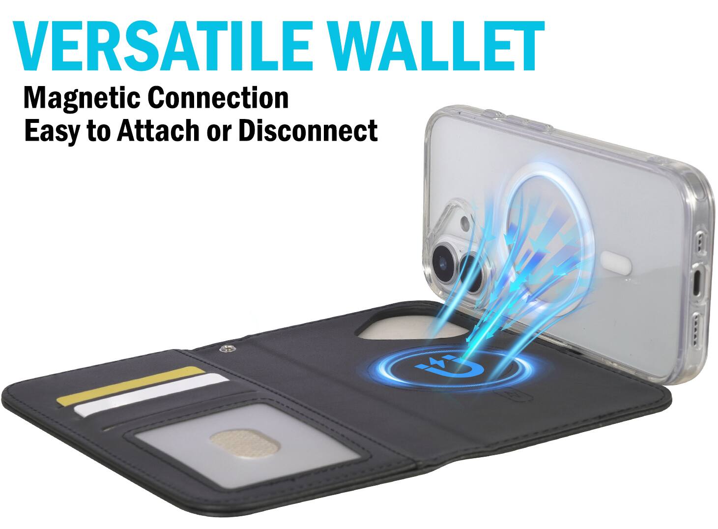 VERSATILE WALLET  
Magnetic Connection  
Easy to Attach or Disconnect