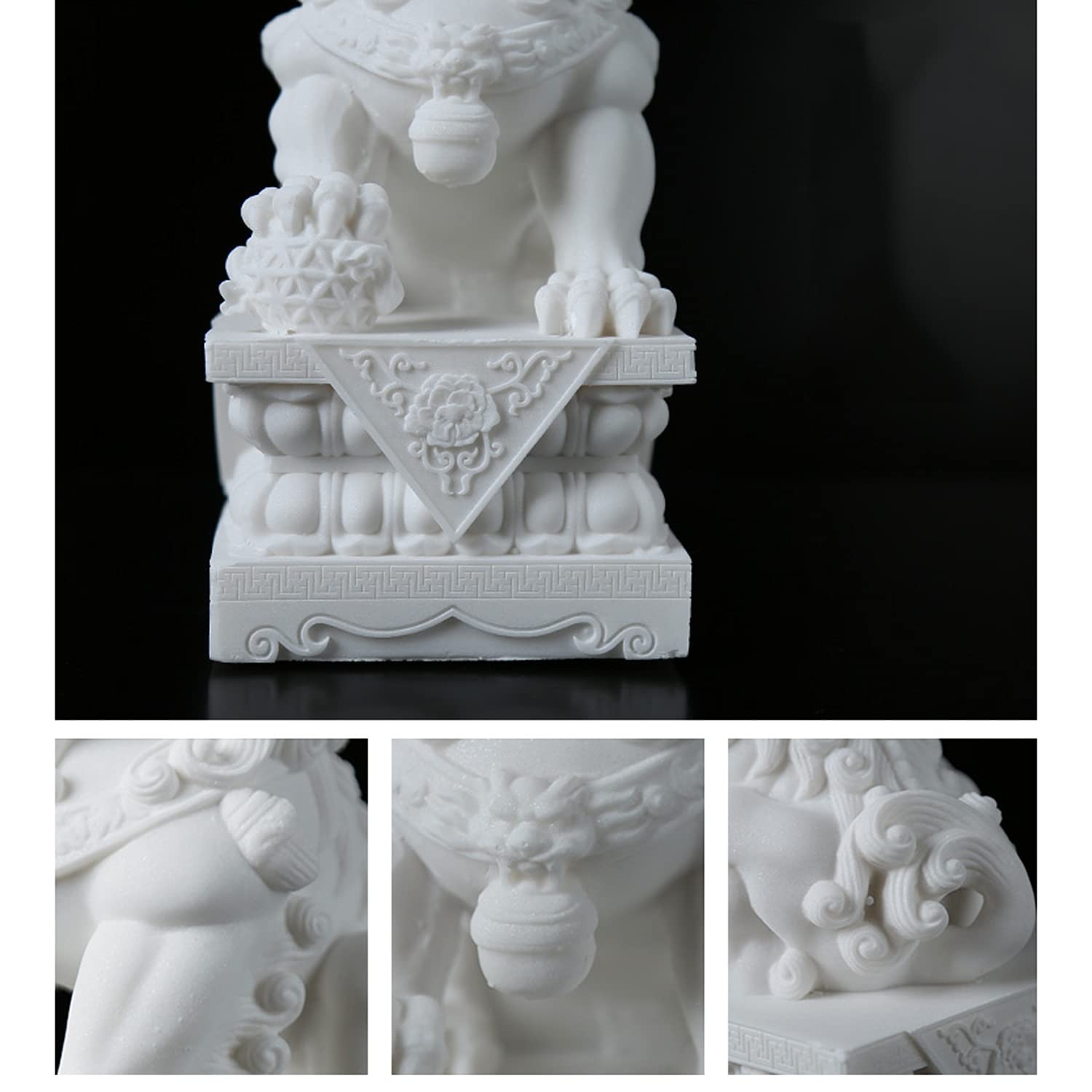 Alt View 4. Alchemy Casas - Large Dogs Statues Pair Marble Feng Shui Guardian Lion Home Outdoor Decor For Entrance Housewarming.
