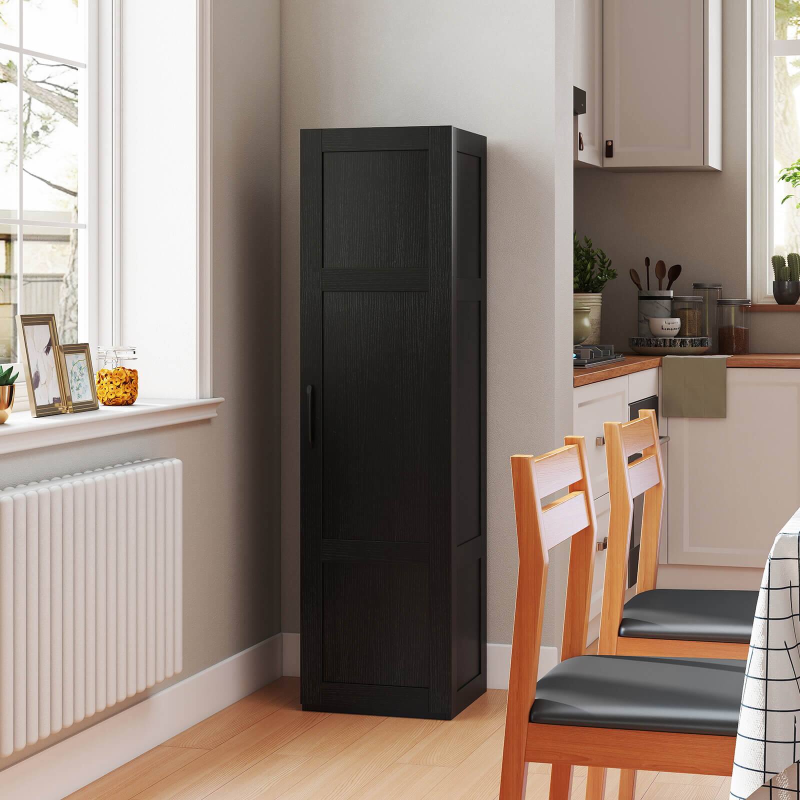 Alt View 3. Costway - Costway 4-Tier Storage Cabinet with Door Freestanding Bathroom Cabinet for Small Space - Black.
