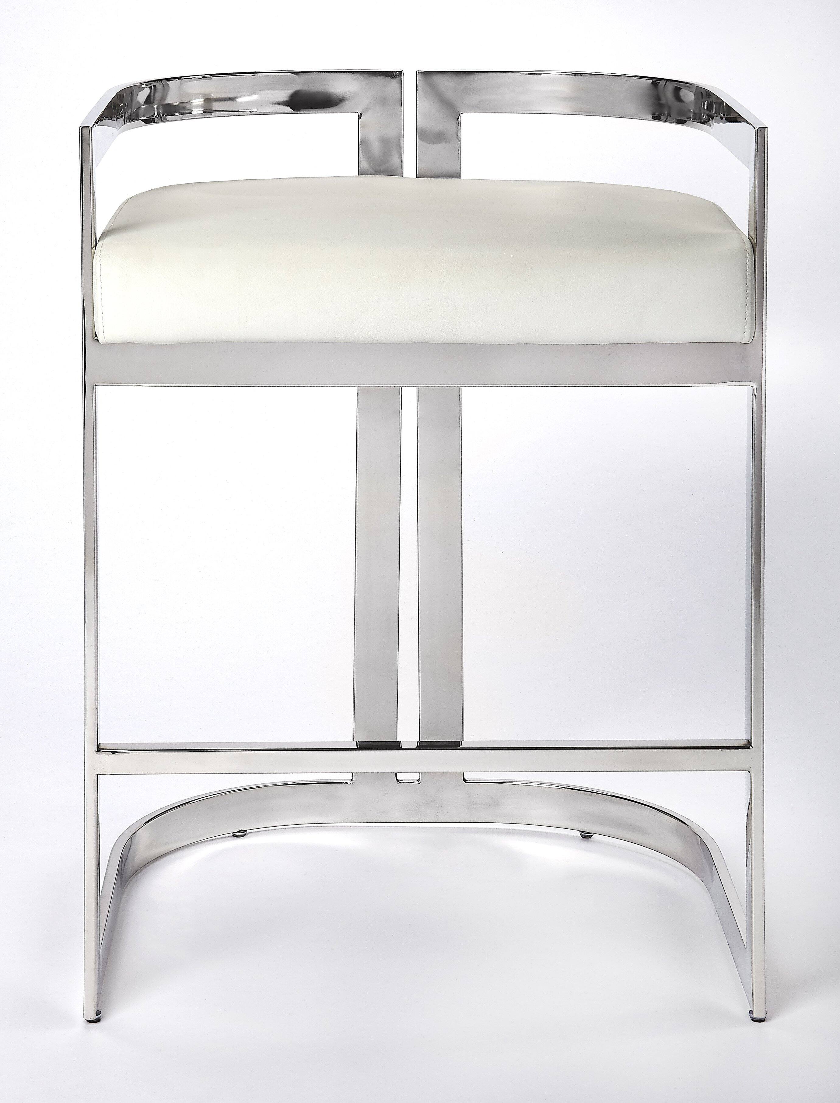 Butler Specialty Clarence 25 in. Seat Height Faux Leather and Metal ...