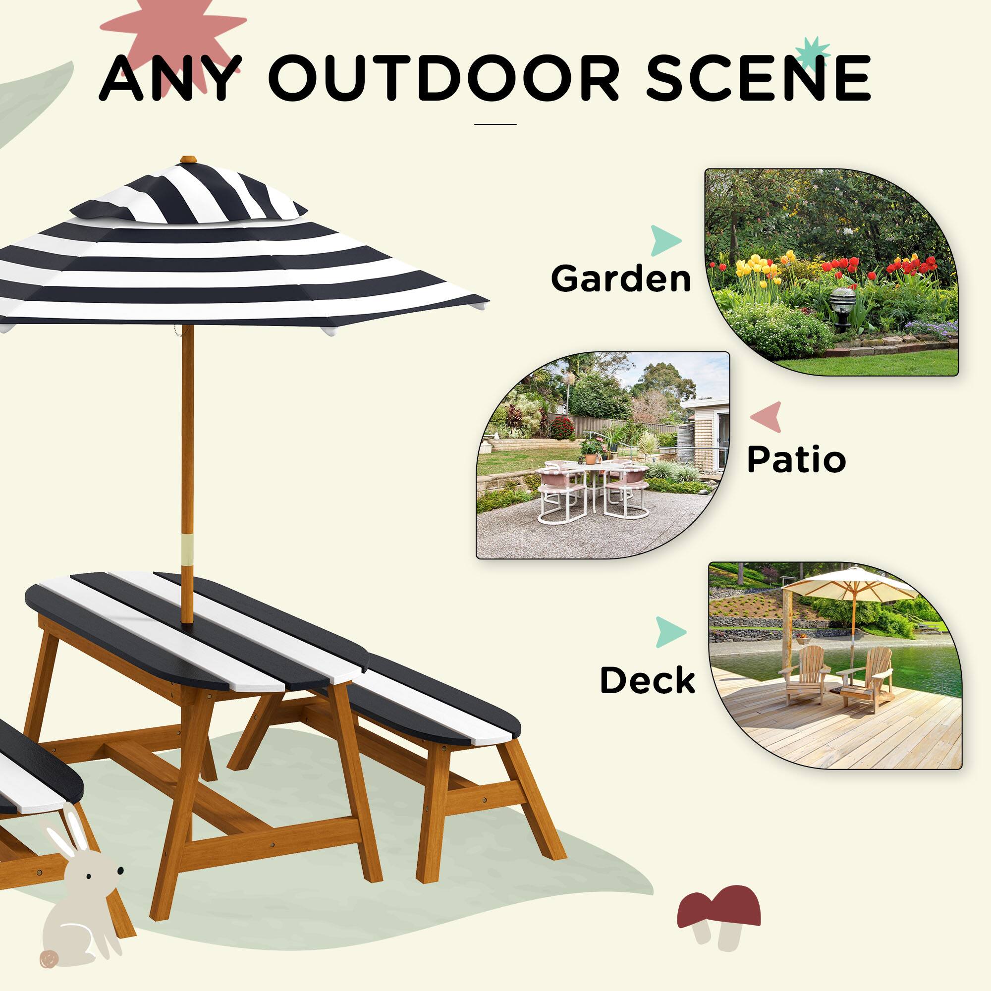 ANY OUTDOOR SCENE

- Garden
- Patio
- Deck