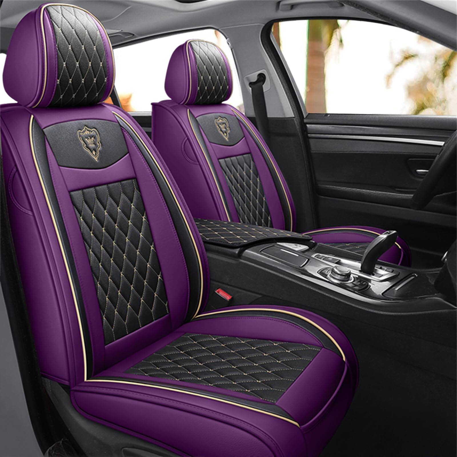 COTTAGE - Car Seat Covers Full Set Super Luxurious Heavy Universal Duty Waterproof Leather Automotive Vehicle Cover For - Beige Front Seat Covers