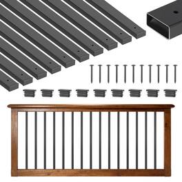 VEVOR - 61 Pack Deck Balusters, 29.5 in Galvanized Steel Railing Spindles, Hollow Rectangle Metal Decking Stair Balusters - Black