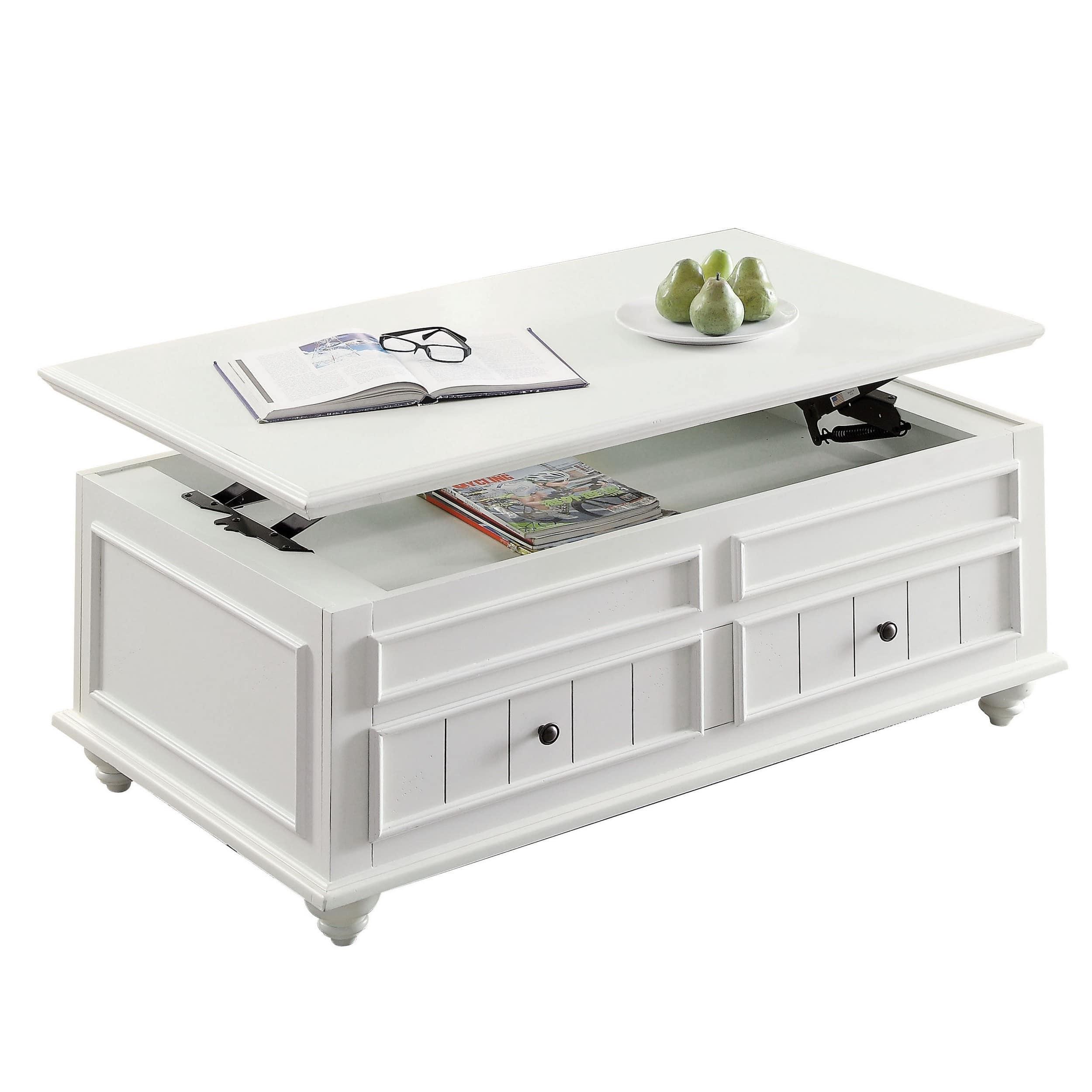 Manhattan Lane - 48 Inch Coffee Table, Lift Top Function, 2 Drawers - White, Black