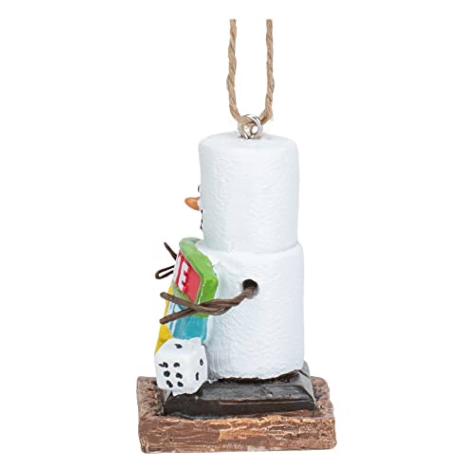 Back. Ganz - Ganz Smores Marshmallow Snowman Game Night Resin Christmas Tree Ornament 2.6 inch - White.
