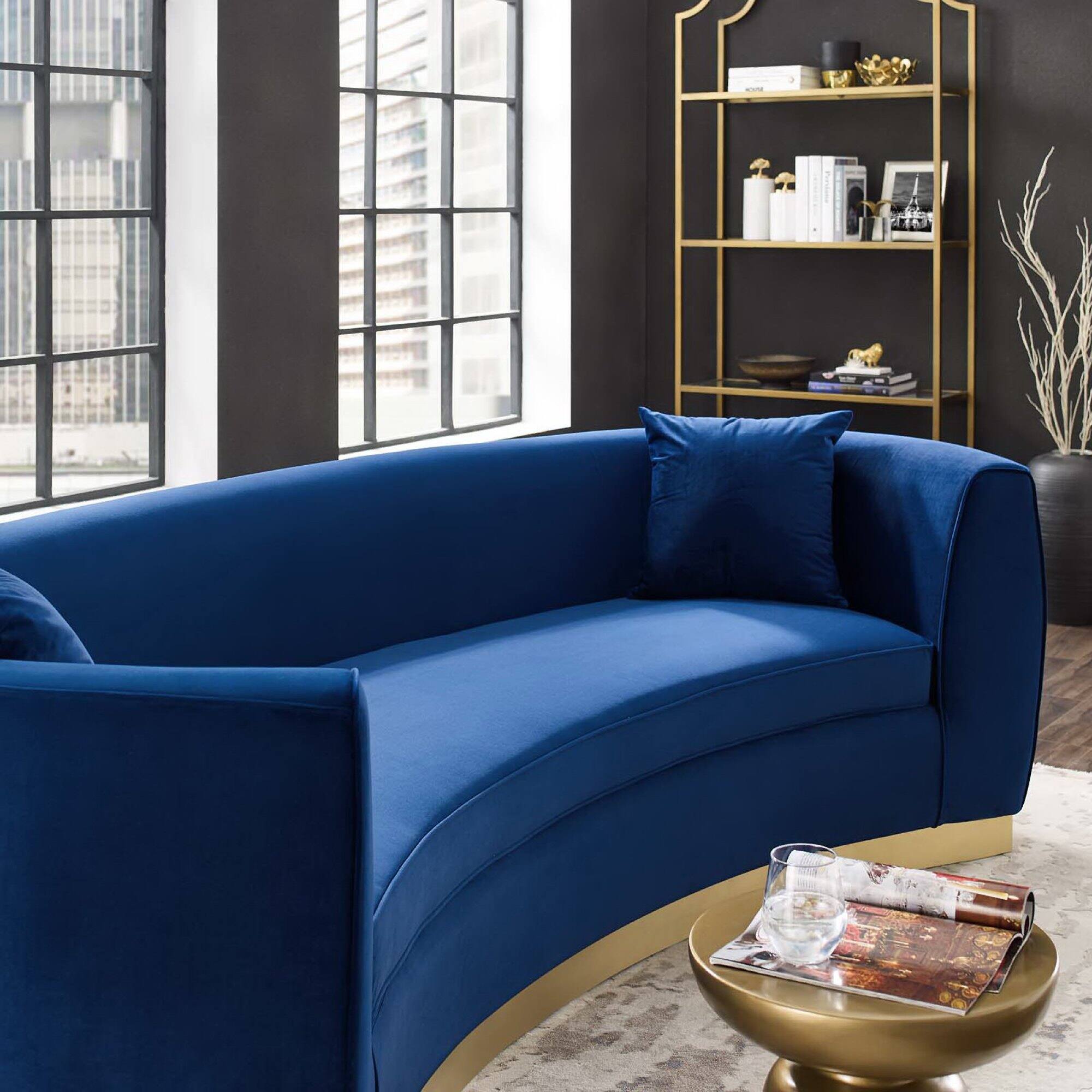 Alt View 1. Modway - Resolute Curved Performance Velvet Sofa by Modway - Blue.