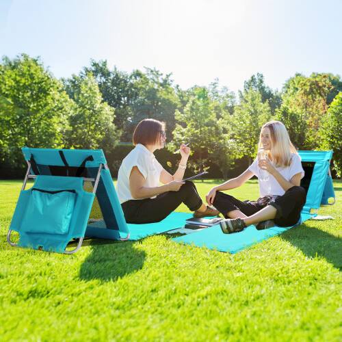 Alt View 5. Winado - Foldable Tanning Beach Lounger, Beach Mat Lounge Chair with Breathable Mesh Back, Cooler Pocket for Relaxing Outdoor - Mint Green.
