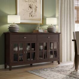 Simpli Home - Artisan Solid Wood Large 4 Door Sideboard Buffet - Dark Chestnut Brown