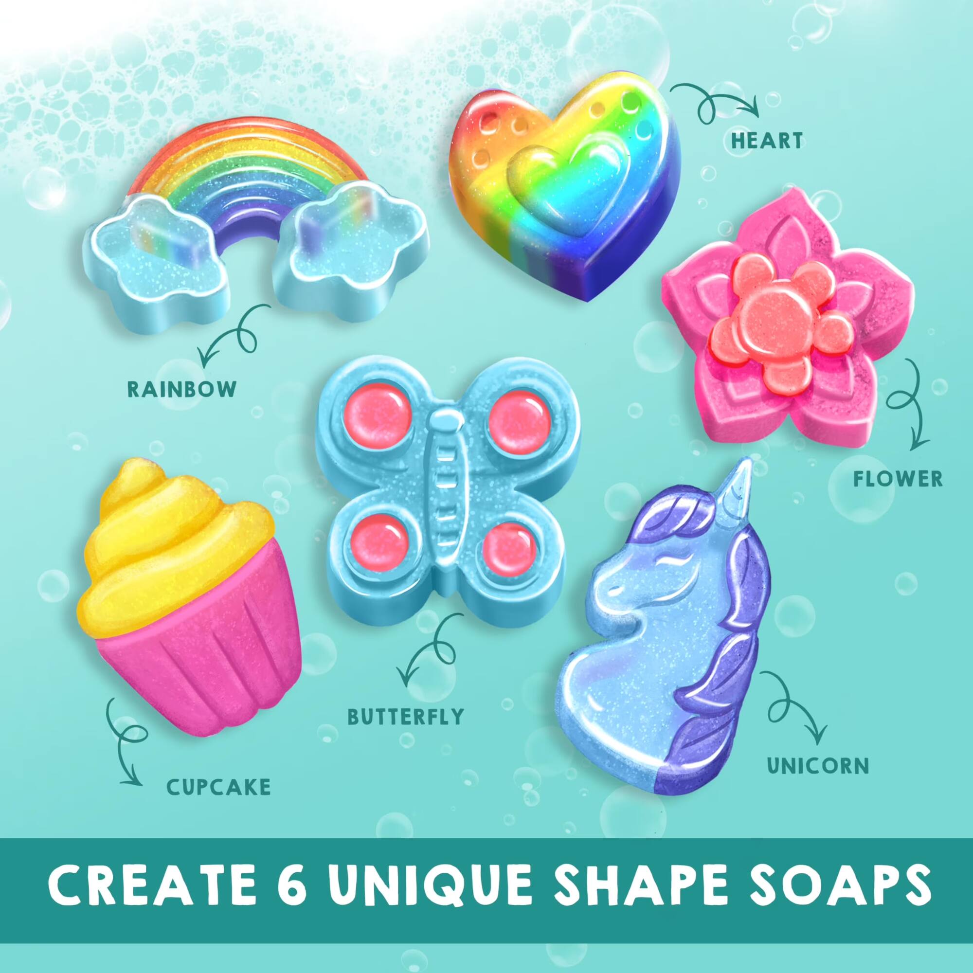 Create 6 unique shape soaps
