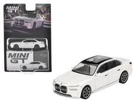 BMW i7 xDrive60 Mineral Limited Edition 1/64 Diecast Model Car by Mini GT - White Metallic