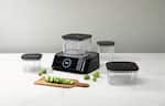 Front. Silo - Deep Vacuum Food Storage System with 4 Containers, Built-In Scale and Alexa - Black.