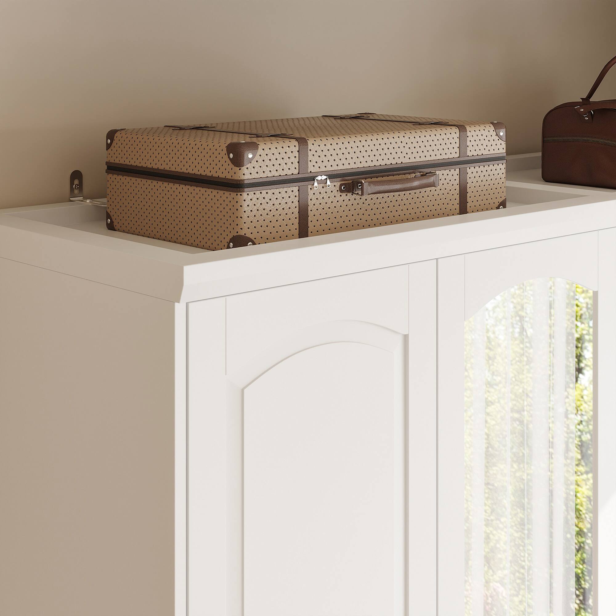 Alt View 7. FUFU & GAGA - Luxury Large Wardrobe Closet for Bedroom, Modern Home Storage Cabinet with Hanging Rods, Drawers & Shelves - White.