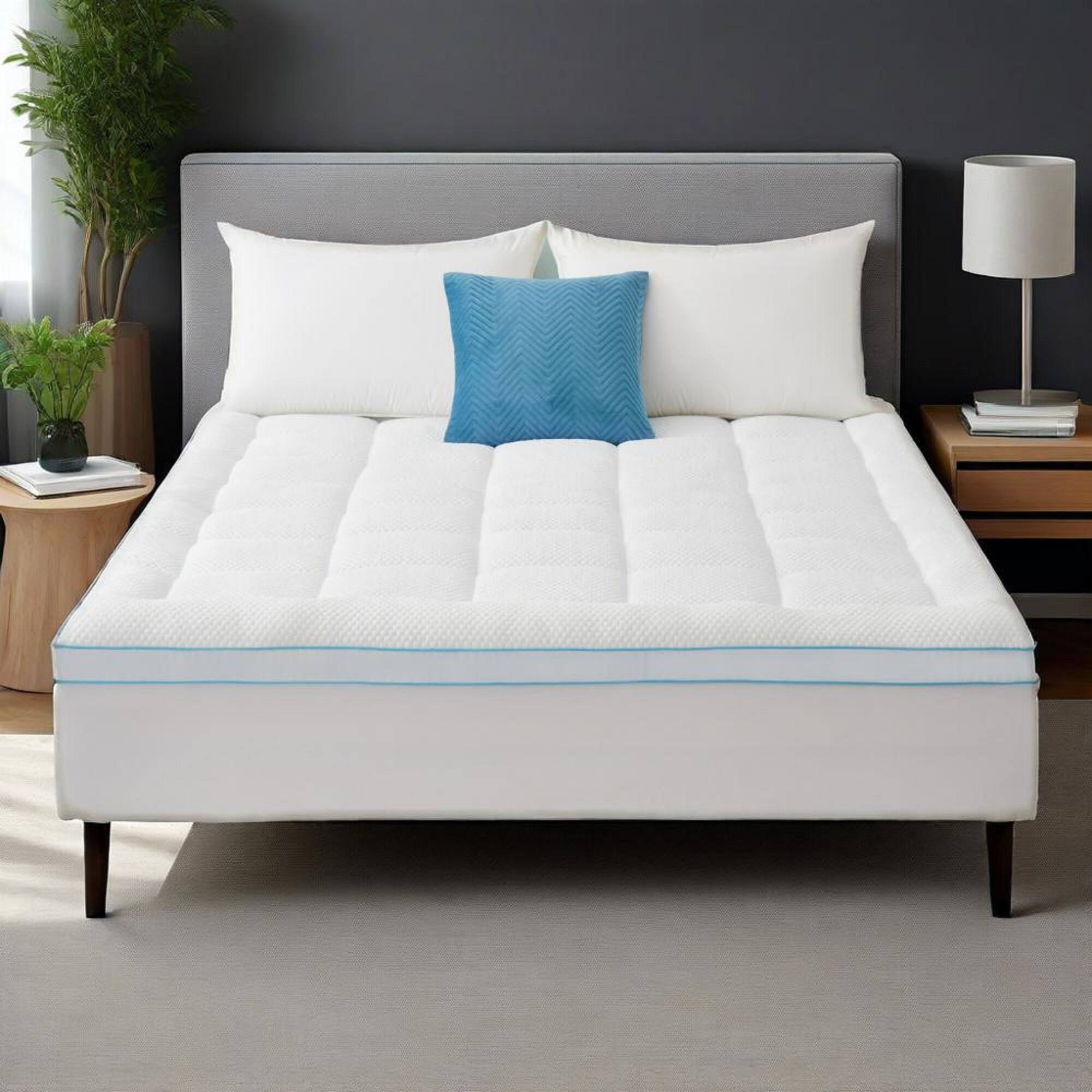 Front. Peace Nest - Peace Nest Cooling Gel Memory Foam Mattress Topper Dual Layer - White.