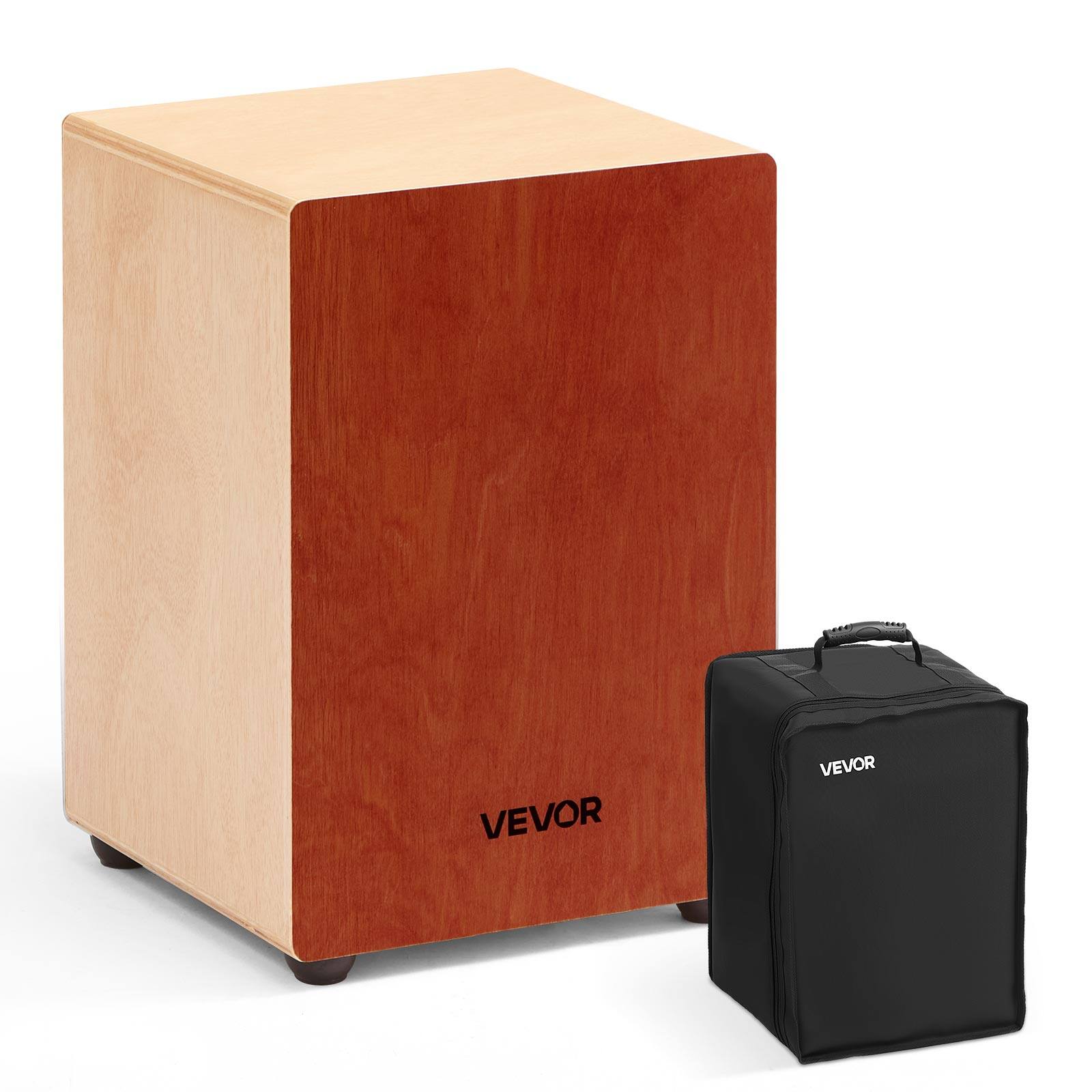VEVOR - Cajon Box Drum,with Internal Guitar Strings,Lightweight Wooden Percussion Box,Portable Birch Wood Drum - Mahogany + Poplar