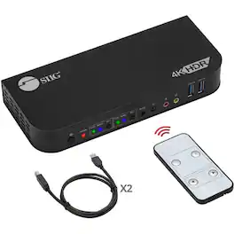 SIIG - 2x1 DisplayPort 4K KVM USB 3.0 Switch with Remote Control - Black
