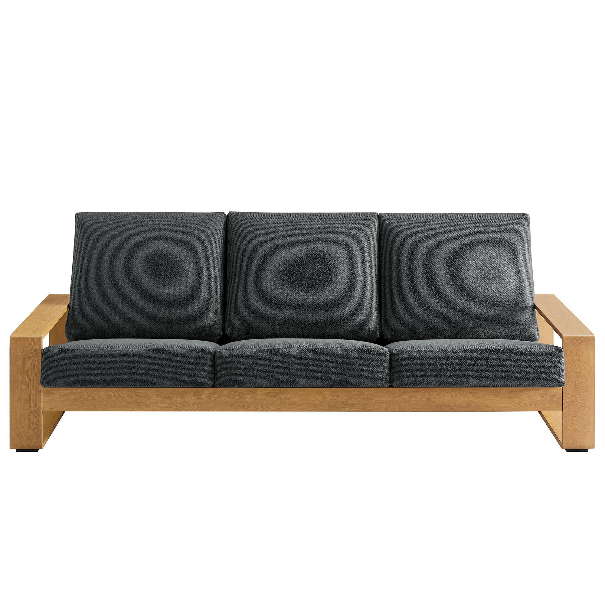 Alt View 4. Modway - Lirienne Outdoor Patio Aluminum Faux Wood Sofa by Modway - Charcoal Natural.