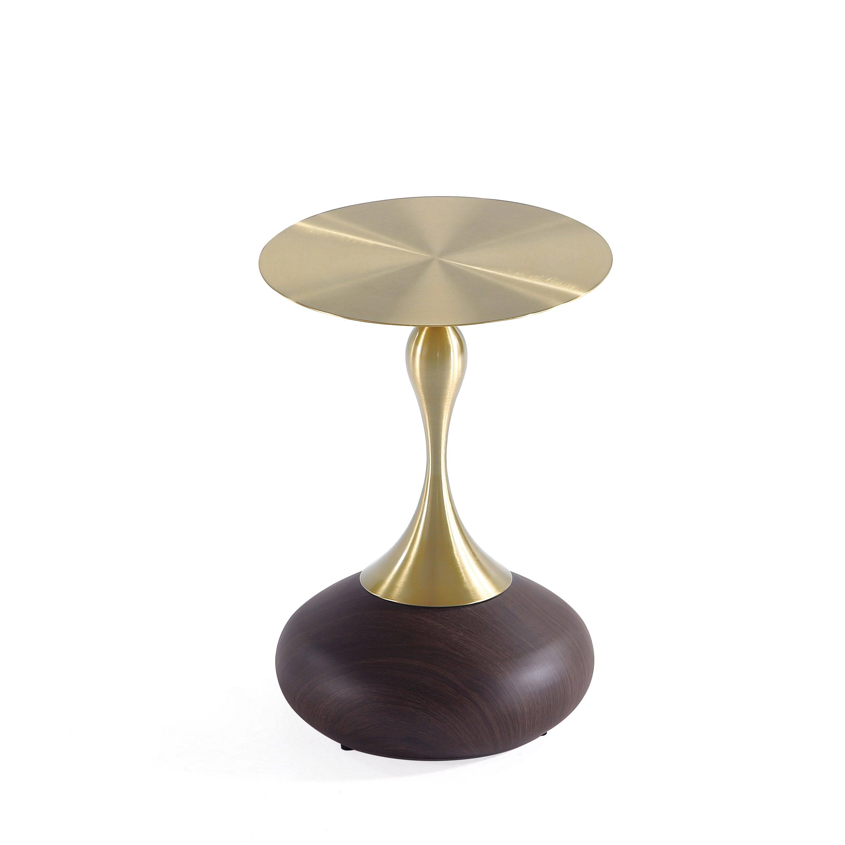 Front. Manhattan Comfort - Patchin Modern End Table - Brown and Gold.