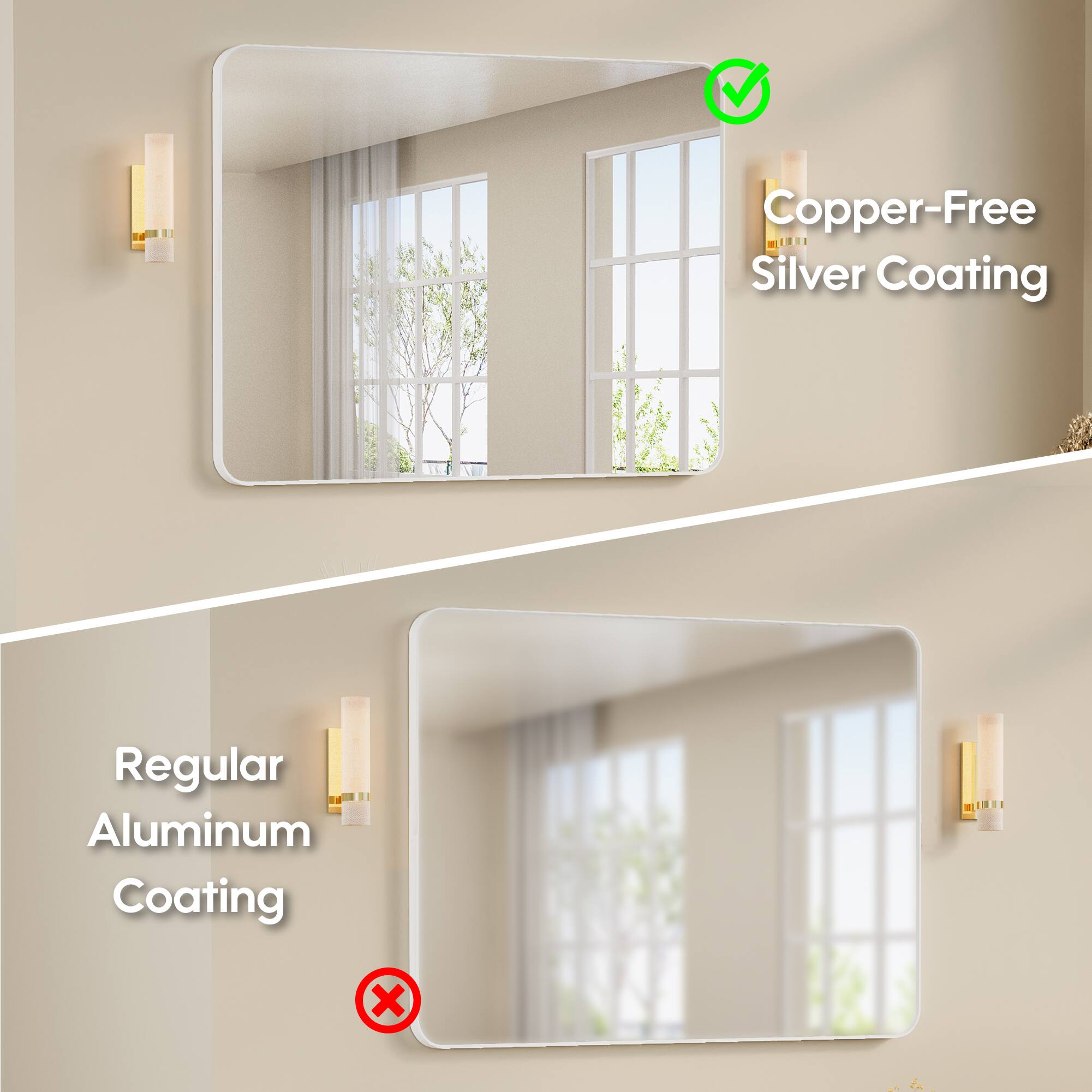Copper-Free Silver Coating  
Regular Aluminum Coating