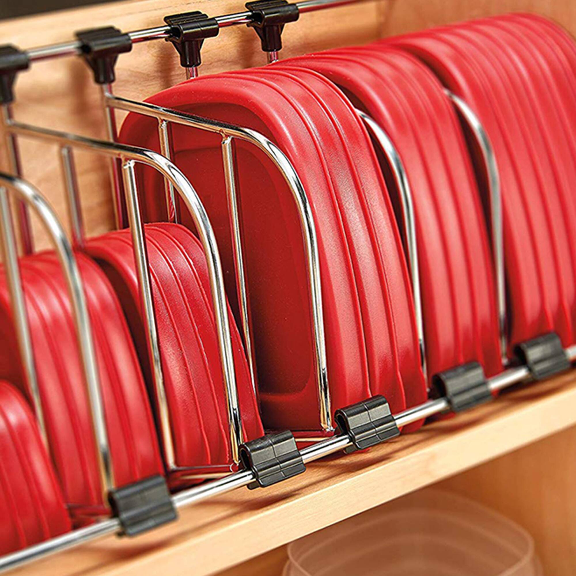 Alt View 4. Rev-A-Shelf - Rev-A-Shelf Food Storage Container Organizer w/ Soft-close, Natural, 4FSCO-24SC-1 - Light Brown.