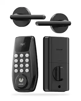 DESLOC - C100 Smart Door Lock with Visible Display, Smart Keypad Deadbolt with Lever for Front Door - Black