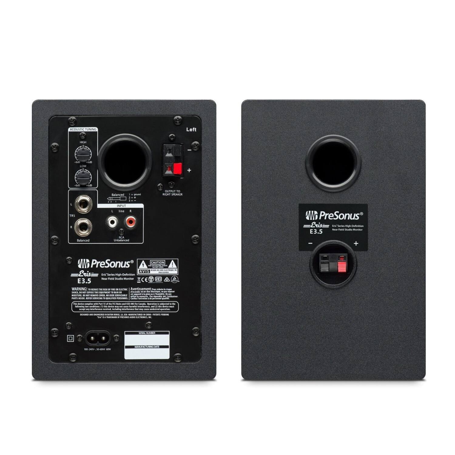 ACOUSTIC TUNING  
Left  

Balanced  
Unbalanced  

INPUT  
L  
R  

OUTPUT TO  
RIGHT SPEAKER  

Balanced  
Unbalanced  

PreSonus  
Eris  
E3.5  

PreSonus  
Eris  
E3.5  

Near Field Studio Monitor