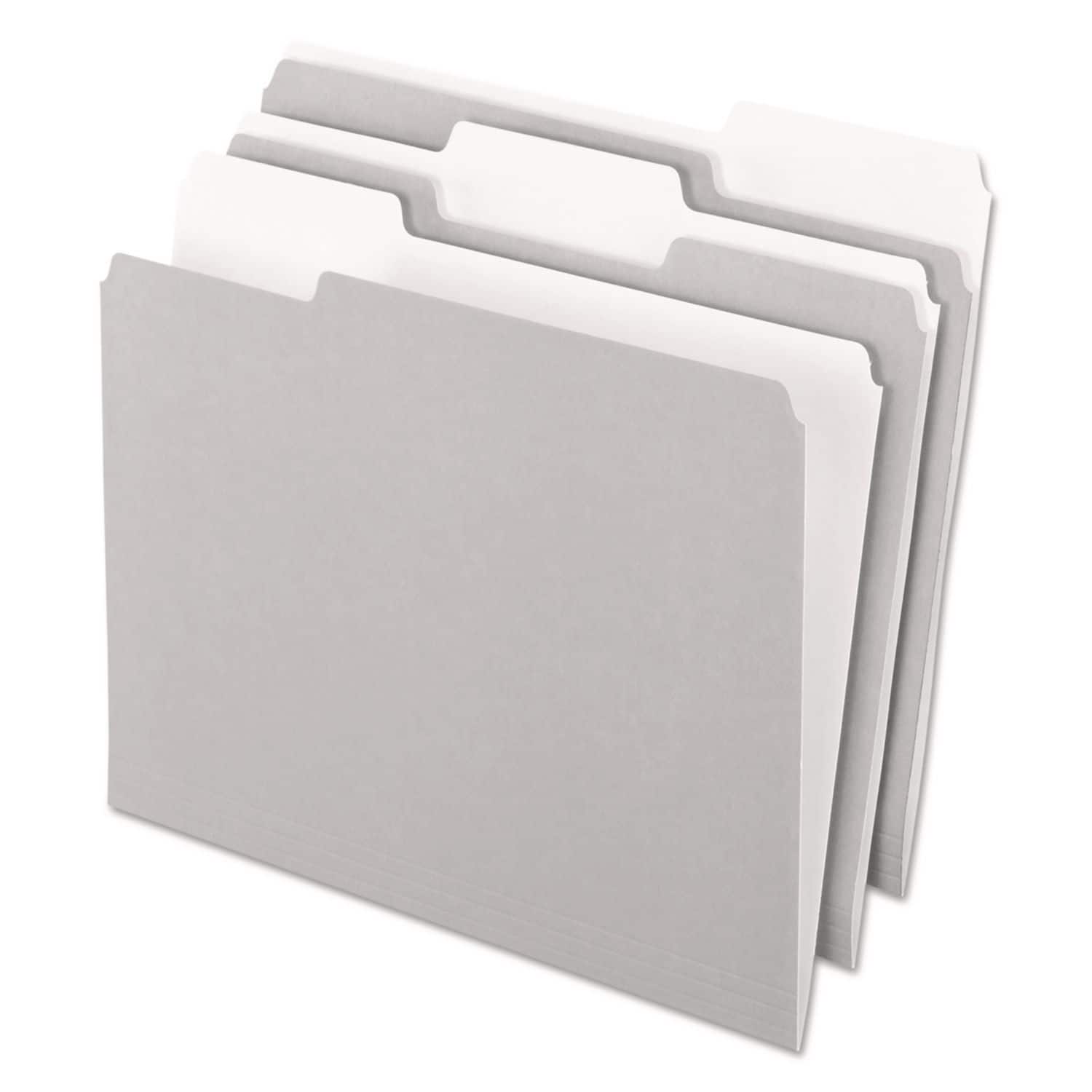 Tops Business Forms - Interior File Folders, 1/3-Cut Tabs: Assorted, Letter Size, Gray, 100/Box
