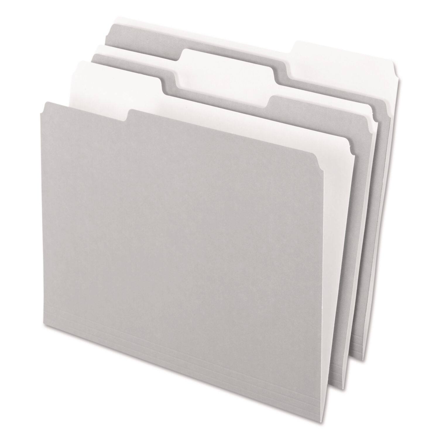 Front. Tops Business Forms - Interior File Folders, 1/3-Cut Tabs: Assorted, Letter Size, Gray, 100/Box.