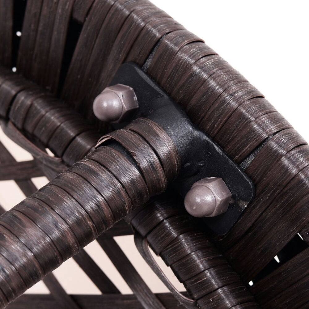 Alt View 5. Pefilos - Round Rattan Wicker Coffee Table with Lower Shelf, Round Table with Solid Structure, Table with Removable Tempered Table - Brown.