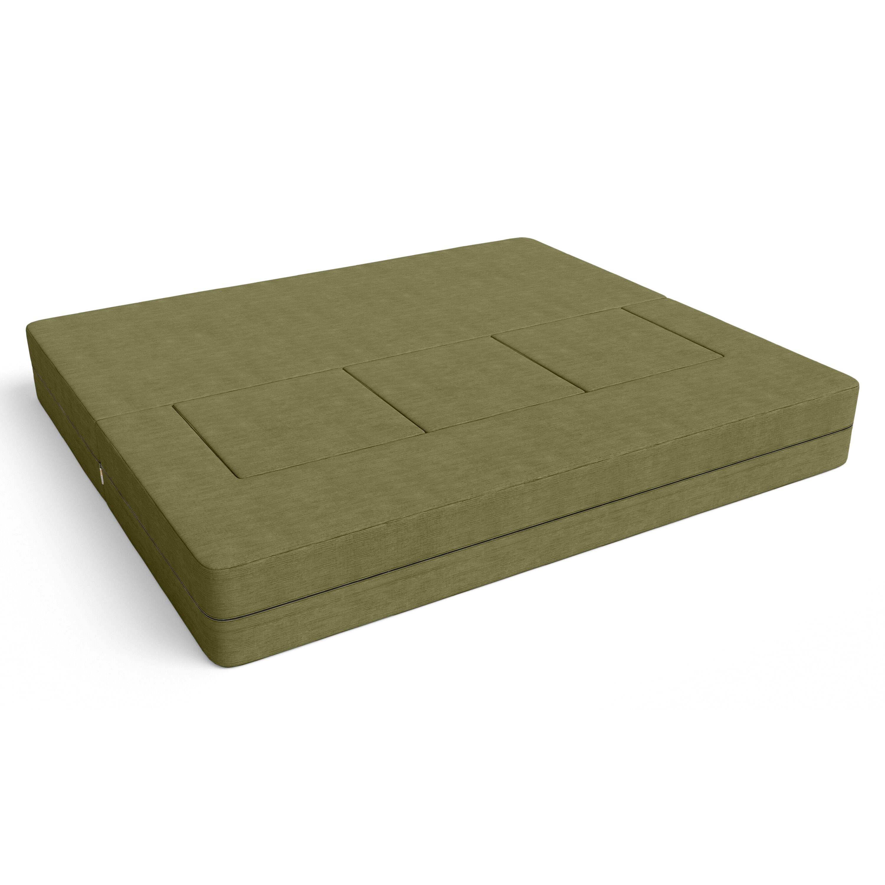 Angle. Jaxx - Jaxx Zipline Convertible Sleeper Sofa & Three Ottomans/California King-Size Bed, Moss - Moss.