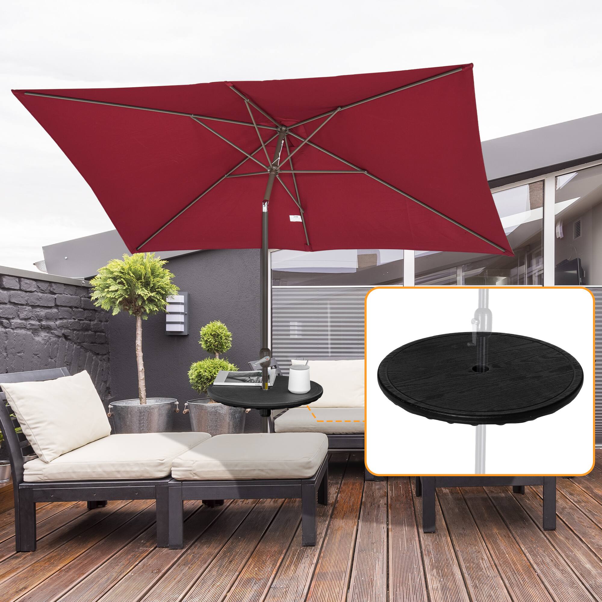 Alt View 1. Outsunny - 20" Umbrella Table Tray, Easy to Install Table-Top, Round Portable for Swimming Pool, Beach, Patio, Deck, Garden - Black.