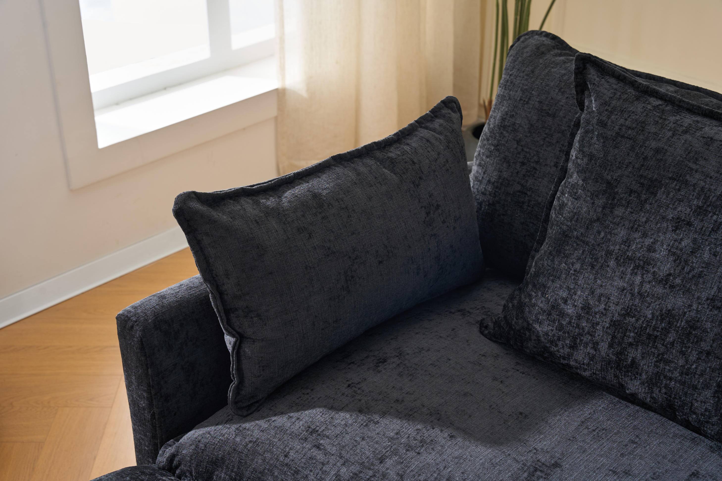 Alt View 5. Meqiodas - 39.4" Modern Accent Chair with Ottoman, Living Room Club Chair Chenille Upholstered Armchair , Reading Chair for Bedroom - Black.