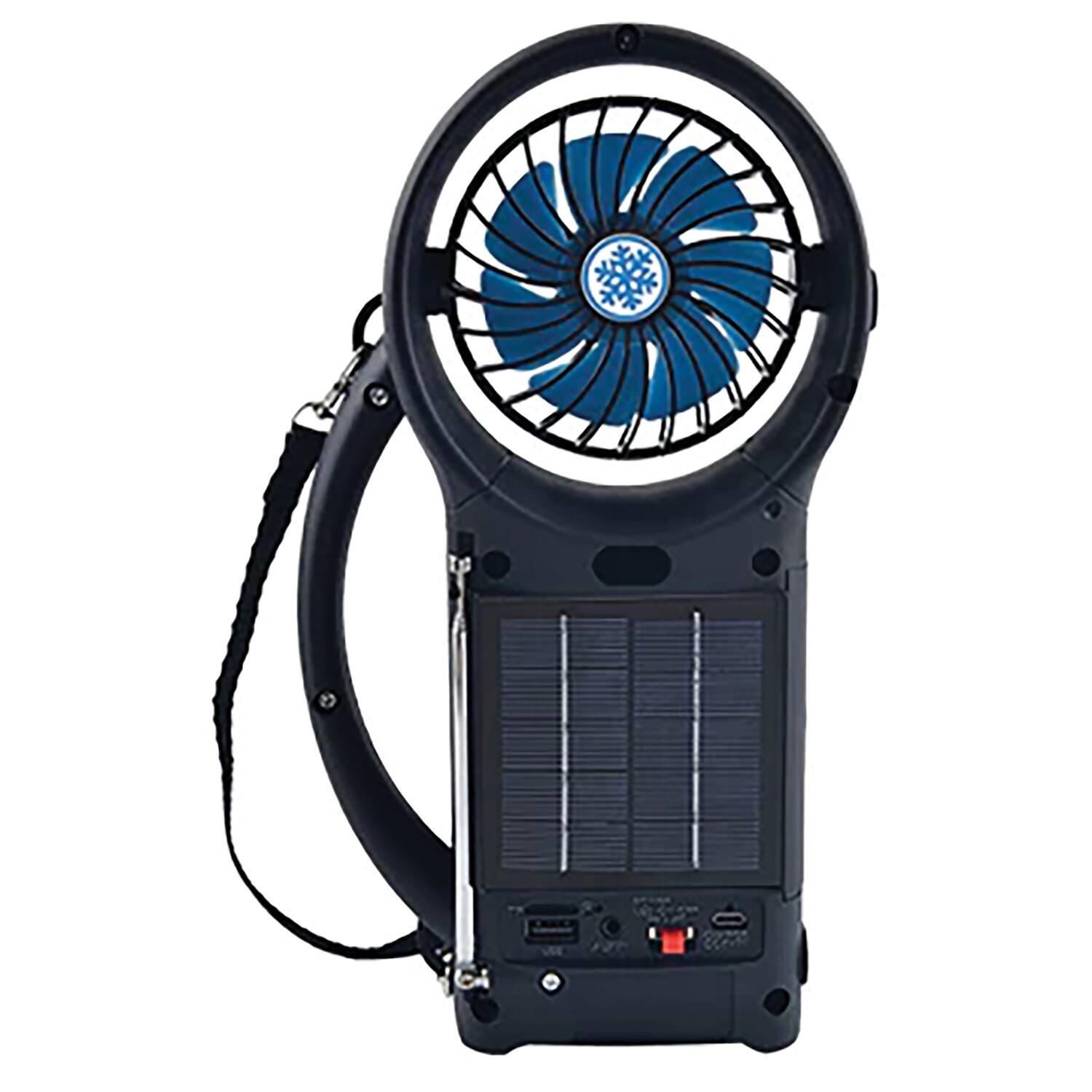 Alt View 3. Supersonic - Portable Bluetooth Solar-Powered Speaker SC-1073ERF with FM Radio, LED Torch Light, and Fan - Black.