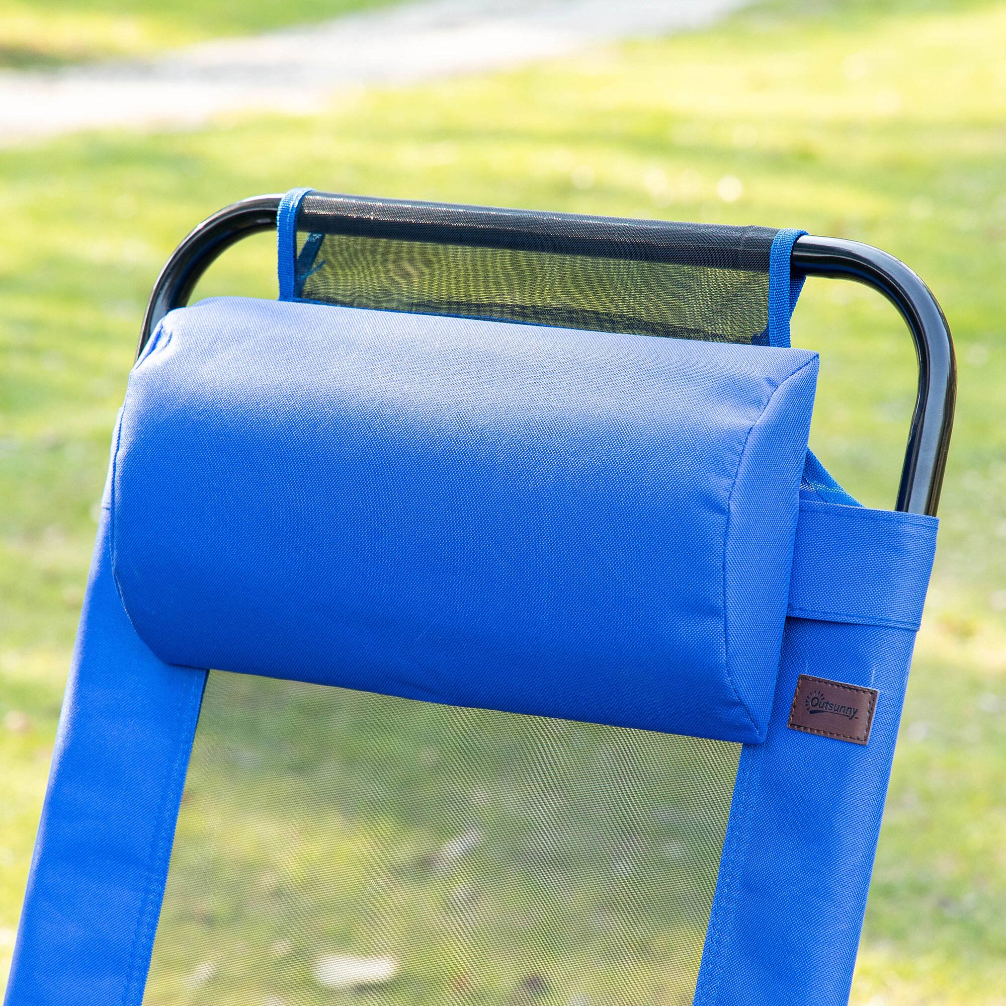 Alt View 7. Outsunny - Folding Patio Dining Chairs Set of 2, Outdoor Deck Chair with Adjustable Sling Back - Blue.
