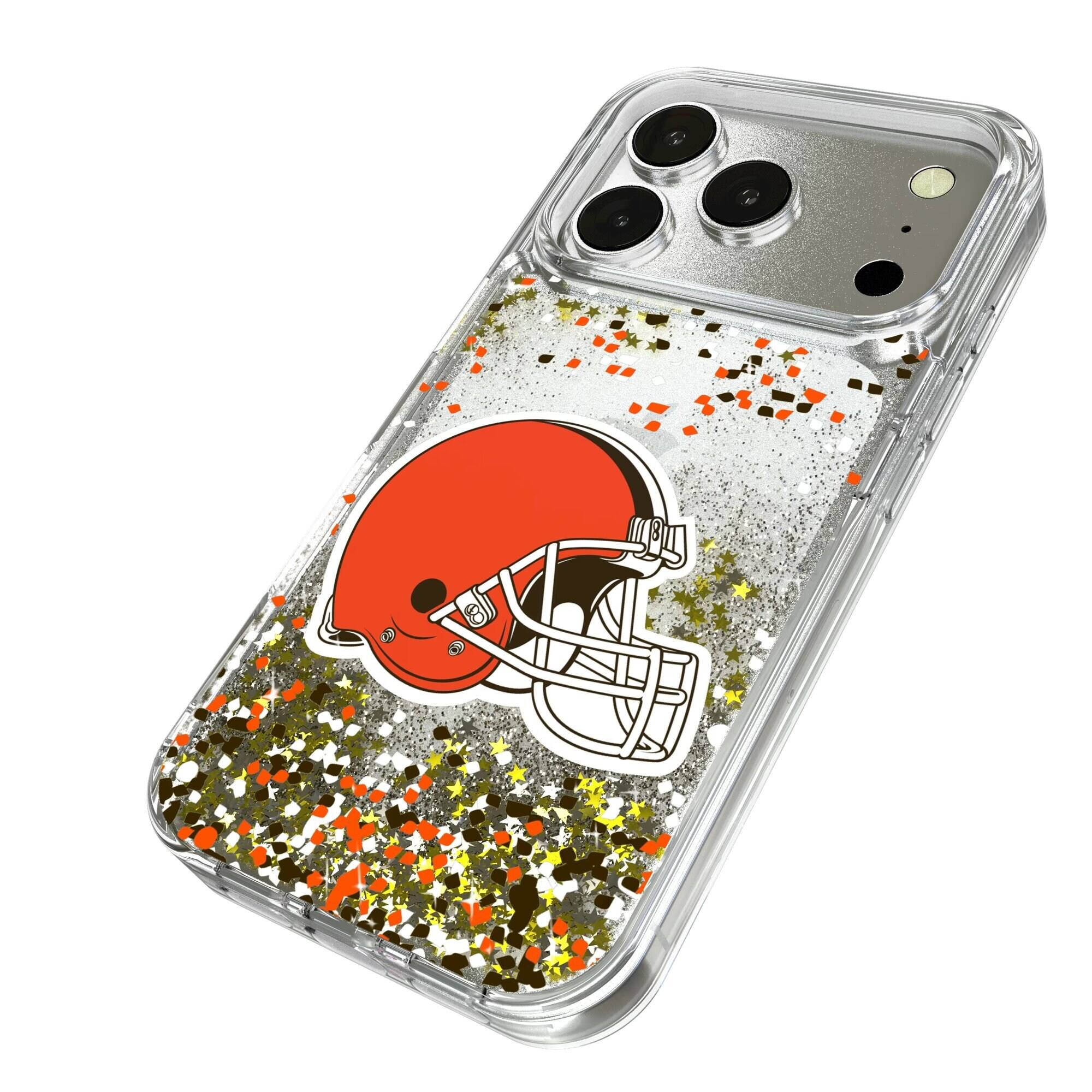 Alt View 1. Keyscaper - Cleveland Browns iPhone Glitter Case with Confetti Design - 17 Pro - Multicolor.