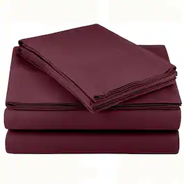 Kitcheniva - 4 Piece Bed Sheet Set Microfiber Comfort Ultra Soft Deep Pocket Sheets Burgundy Full - Burgandy