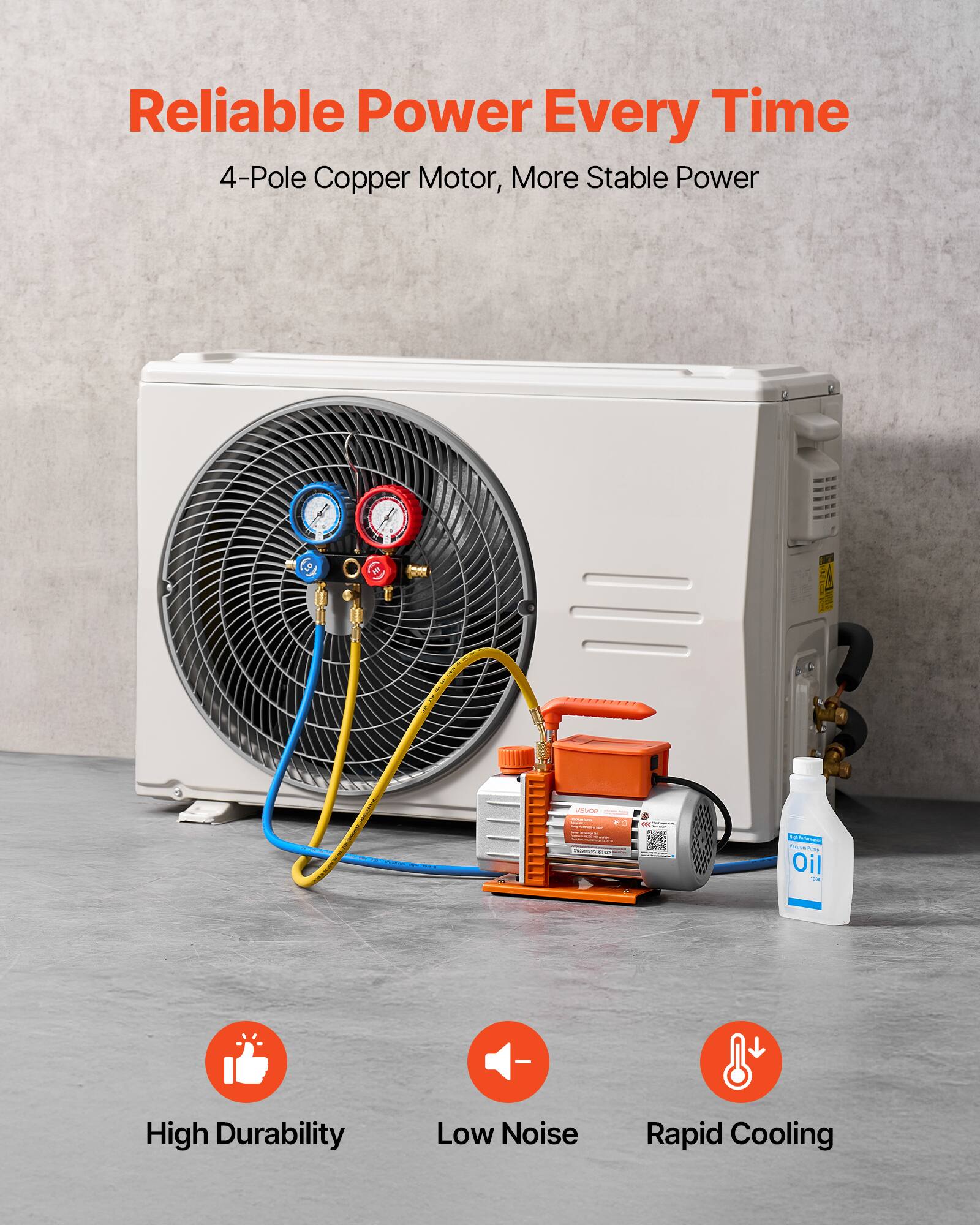 Reliable Power Every Time  
4-Pole Copper Motor, More Stable Power  

- High Durability  
- Low Noise  
- Rapid Cooling
