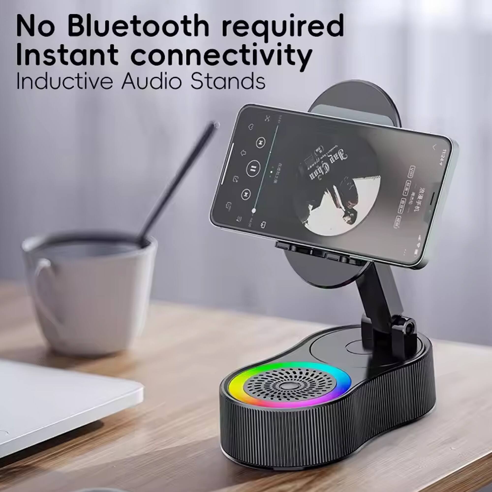 No Bluetooth required  
Instant connectivity  
Inductive Audio Stands
