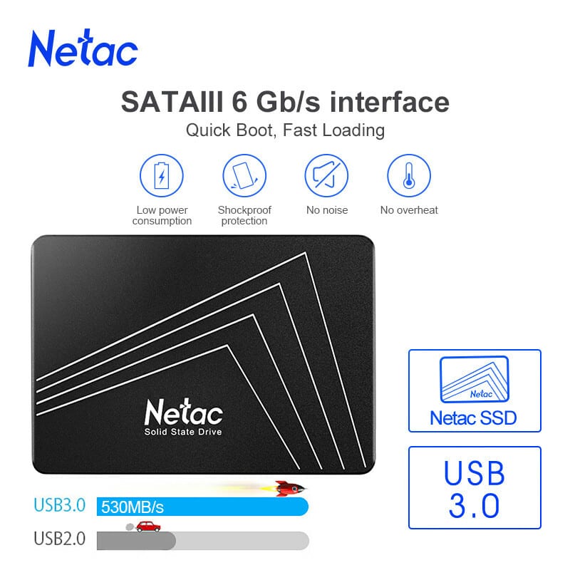 Netac - 2.5'' SSD SATA 3.0 PC Internal Solid State Drive High Speed Hard Drives