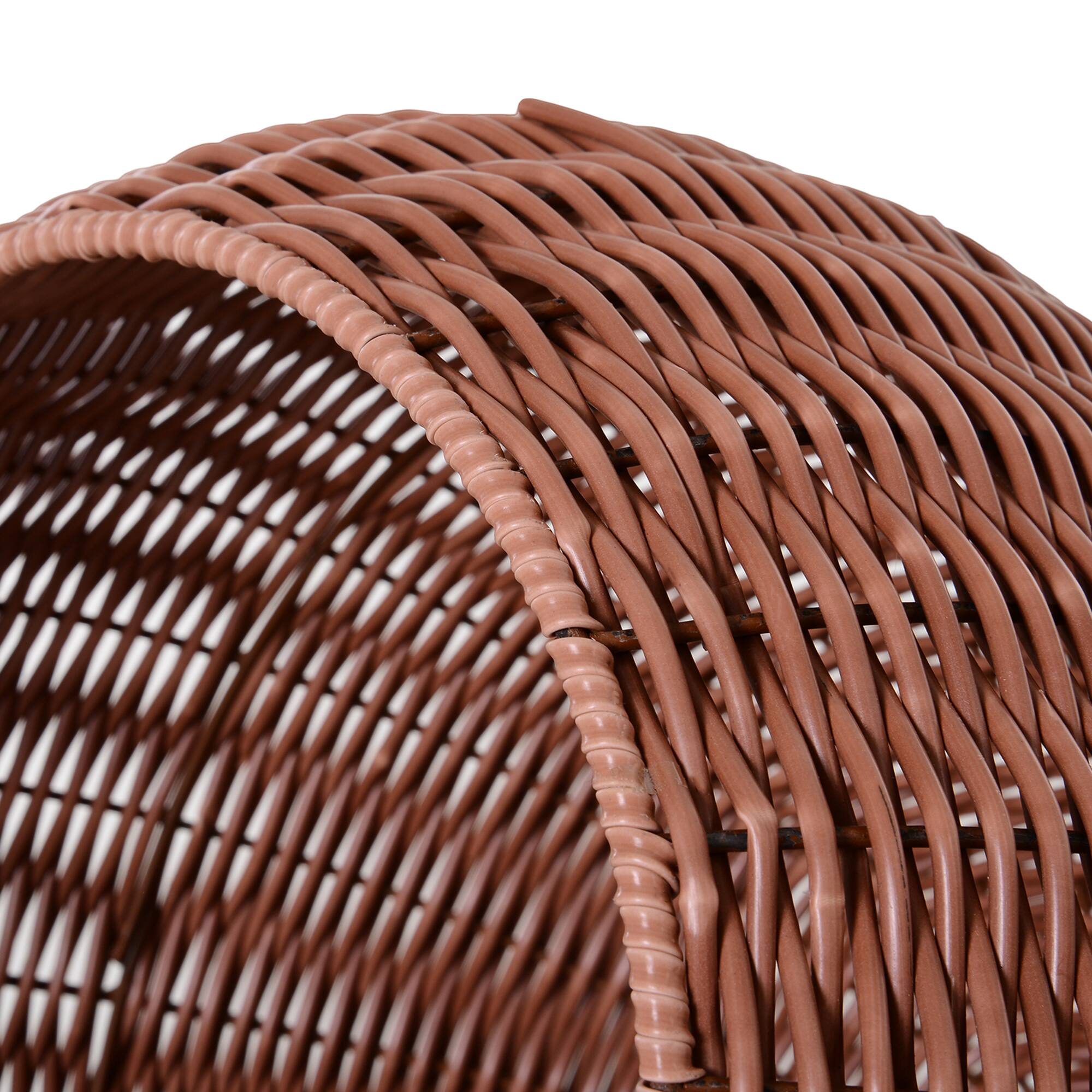 Alt View 4. Pawhut - Elevated Cat Bed, Rotatable Egg Chair Pod, Thick Cushion, Natural Mat Grass Woven Kitty House.