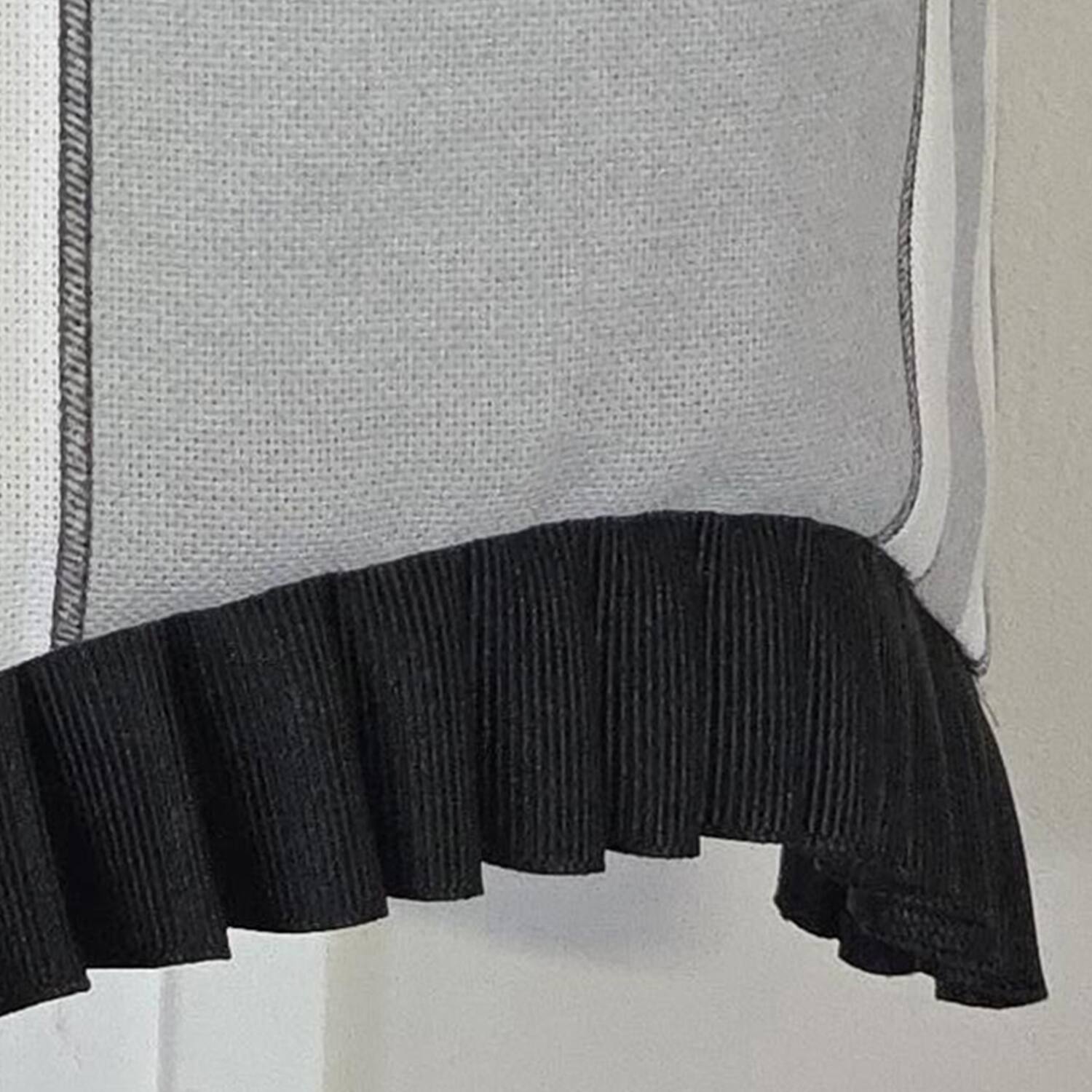 Back. RLF Home - RLF Home French Country Ruffled Provance Window Valance 100% Cotton Lined Rod Pocket 50" x 17" Grey - Grey.