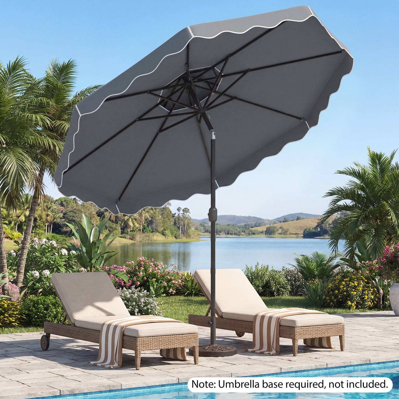 Note: Umbrella base required, not included.