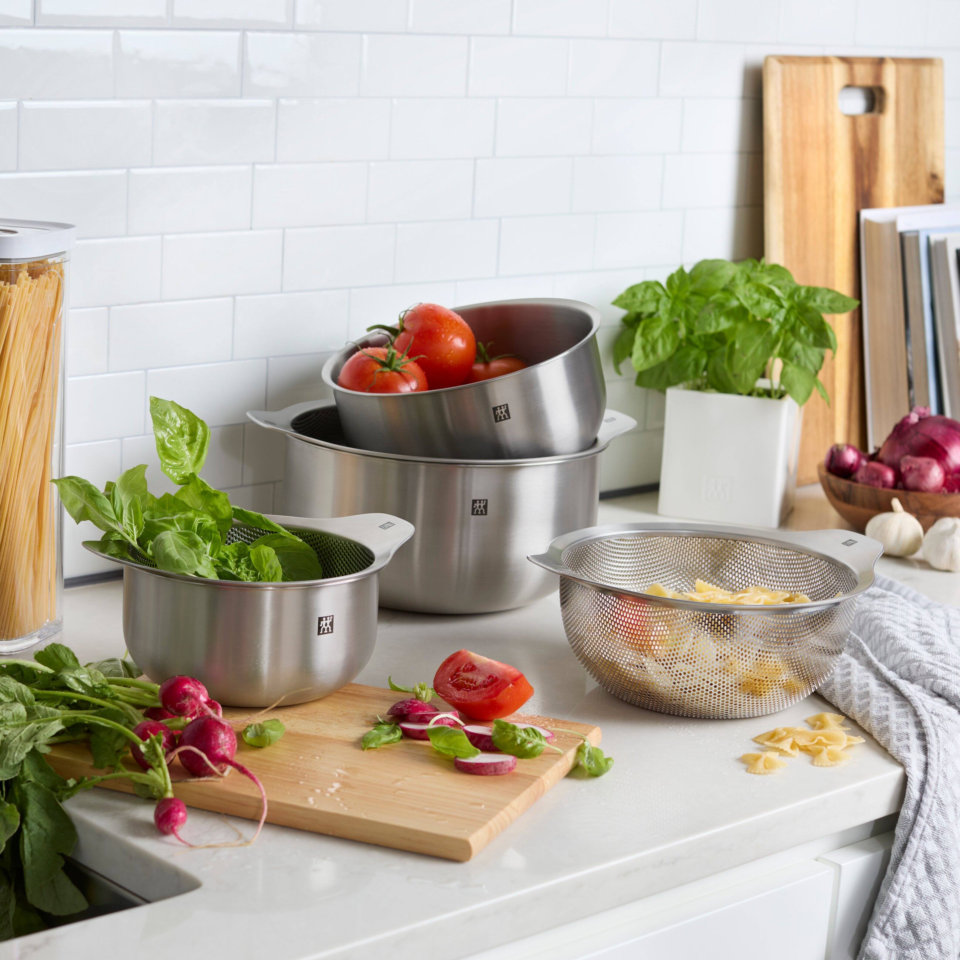 Alt View 4. ZWILLING - ZWILLING Prep 6-pc Brushed Stainless Steels Nesting Bowls & Strainers Set - Stainless Steel.