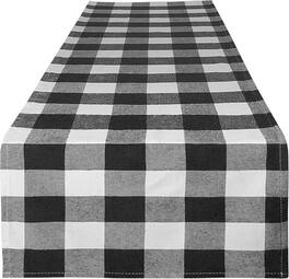 Zulay Kitchen - Zulay Home 14"x72" Table Runner - Thick Poly Cotton Buffalo Plaid Table Runners - Black and White