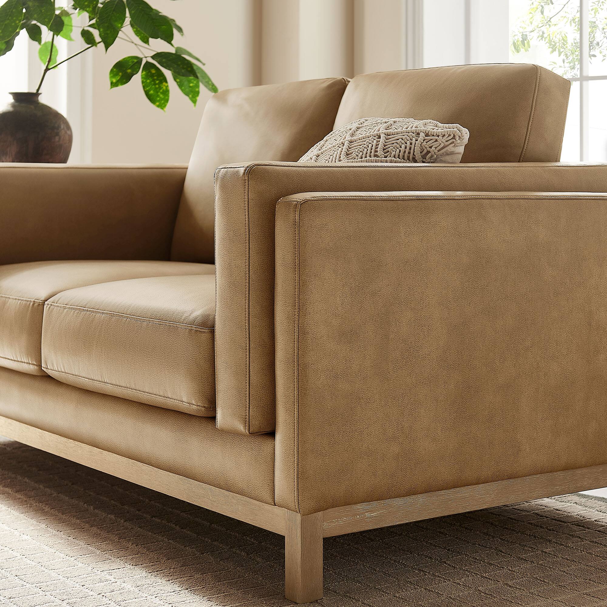 Alt View 9. Modway - Roscoe 63 inch Vegan Leather Loveseat by Modway - Toast.