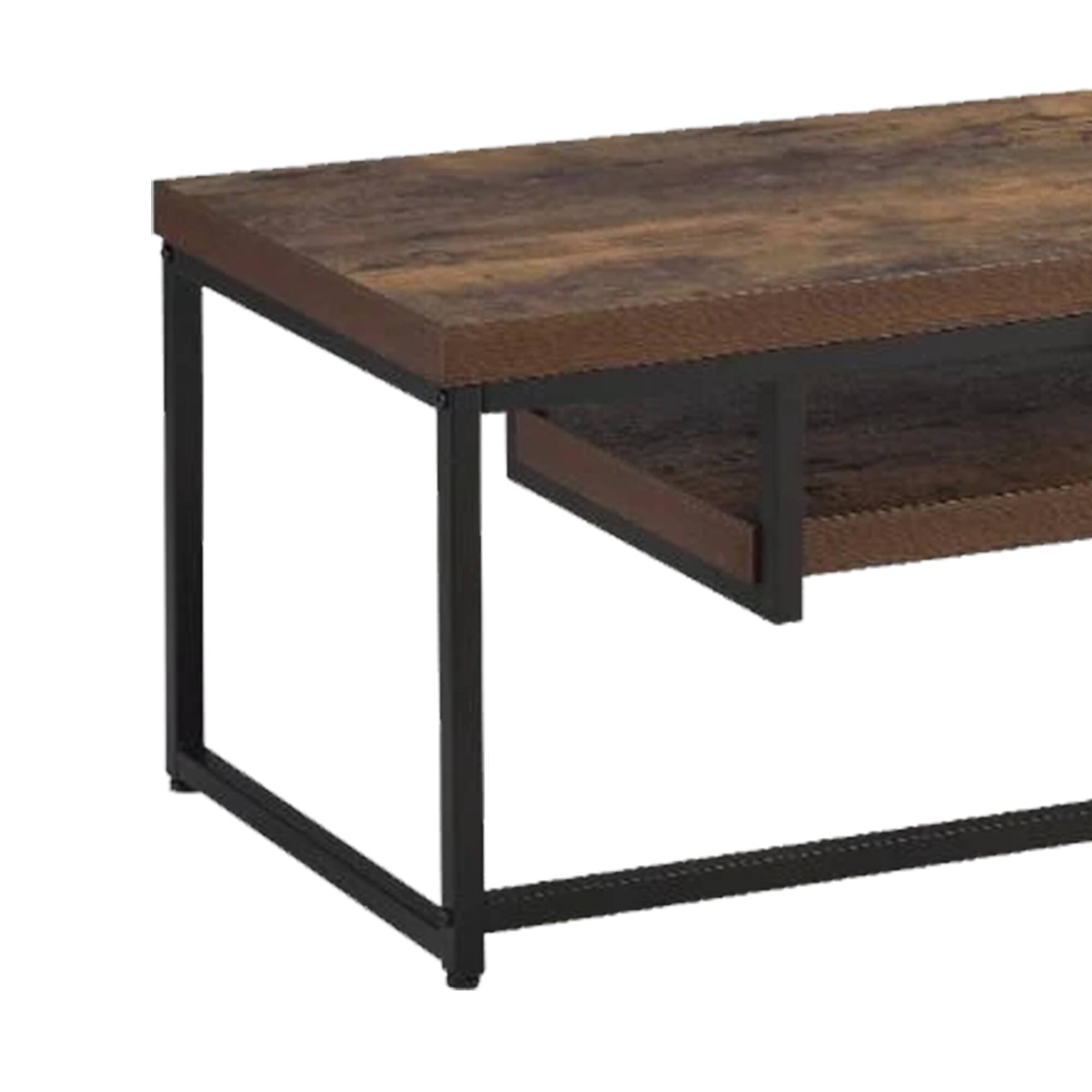 Alt View 2. Manhattan Lane - Wood And Metal TV Stand With One Shelf, Weathered Oak Brown And Black - Brown, Black.