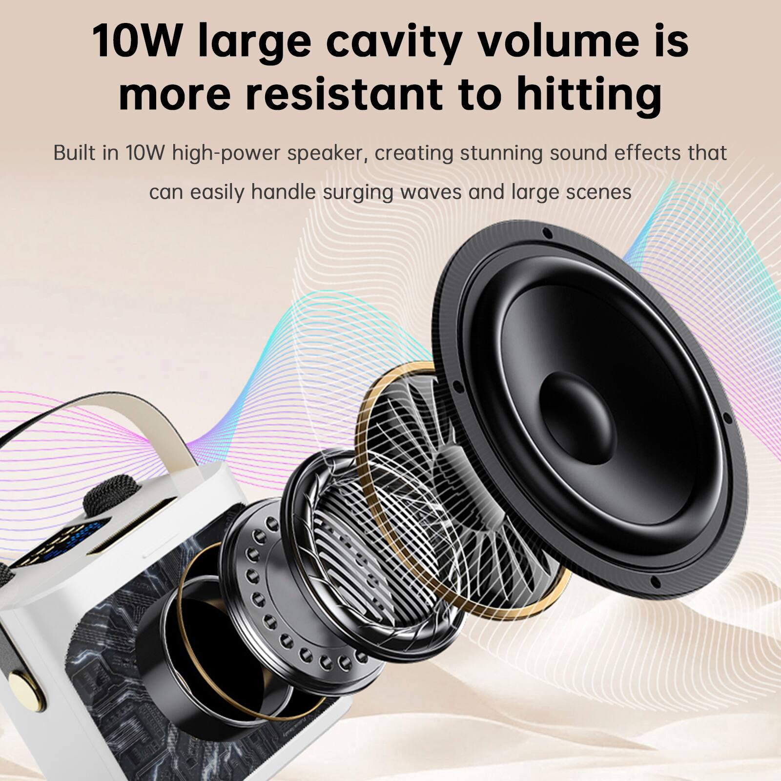 10W large cavity volume is more resistant to hitting

Built in 10W high-power speaker, creating stunning sound effects that can easily handle surging waves and large scenes