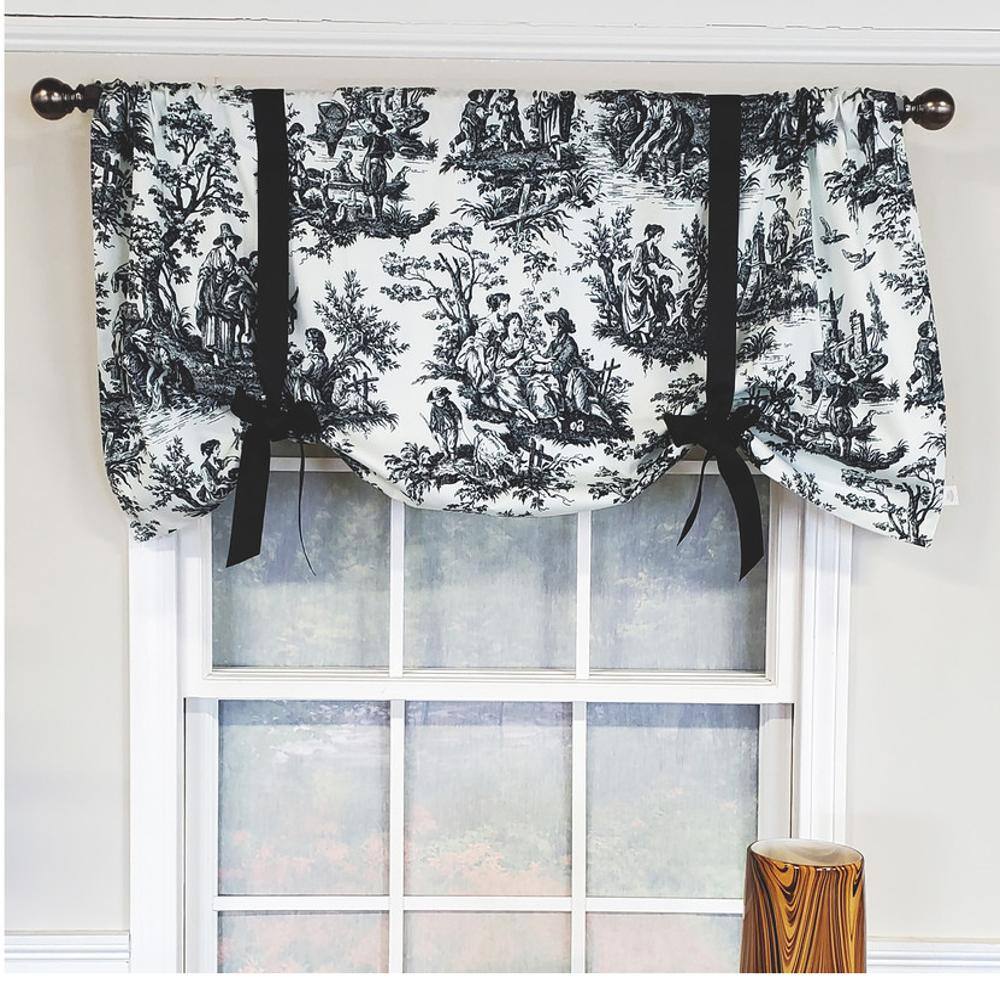 Angle. RLF Home - RLF Home Modern Design Classic Pique Tie-Up Window Valance 50" x 18" Black - Black.