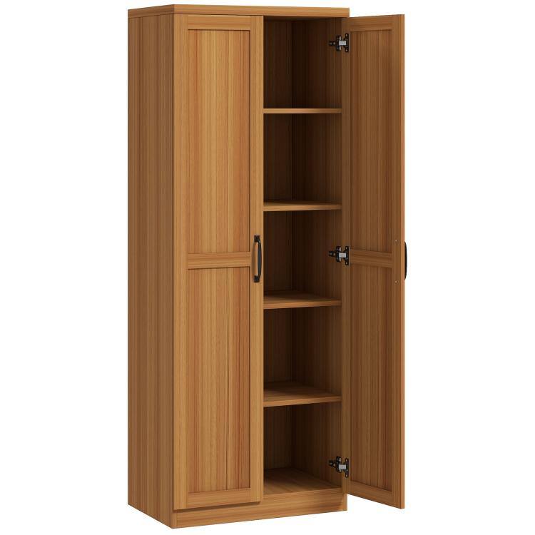 Alt View 10. PULUZ - 63 inch 2-Door Kitchen Pantry, Freestanding Cabinet with 2 Adjustable Shelves for Dining Room, Cinnamon Teak Wood Grain - Orange.